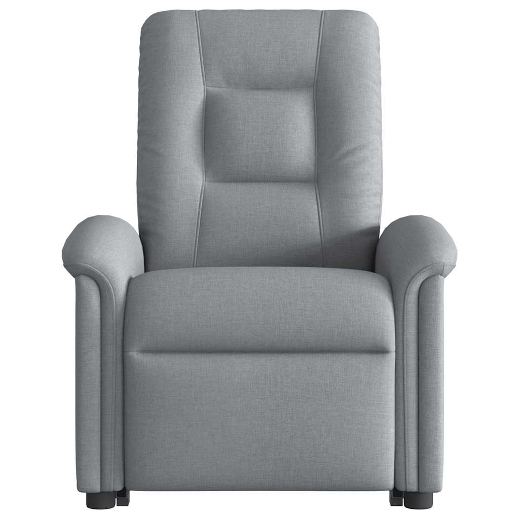 Rise and recline armchair, light grey, fabric