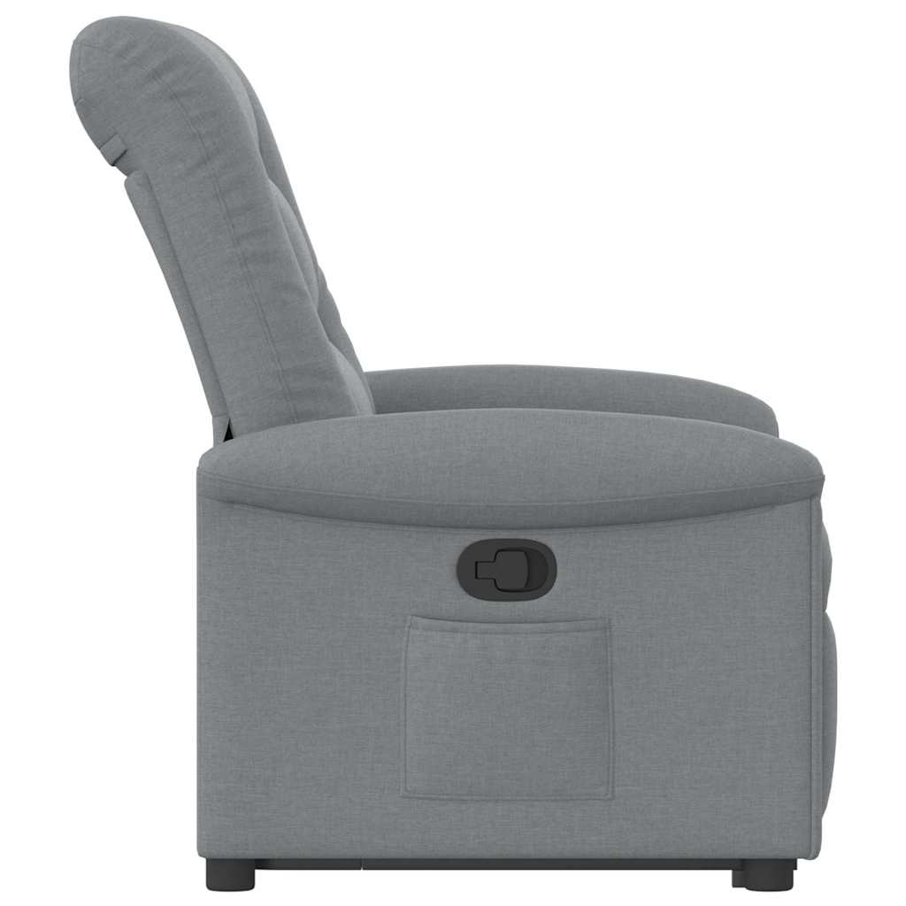 Rise and recline armchair, light grey, fabric