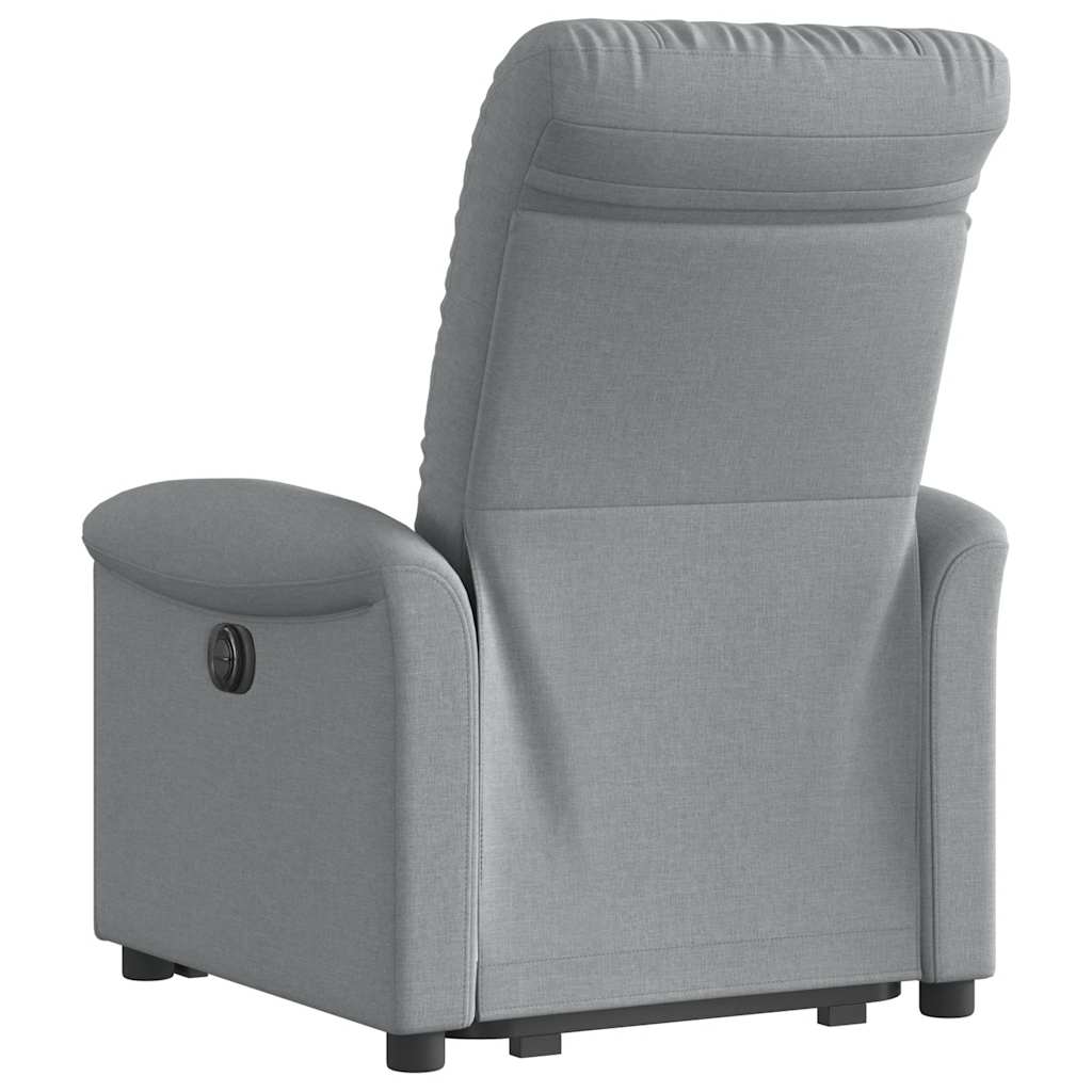 Rise and recline armchair, light grey, fabric