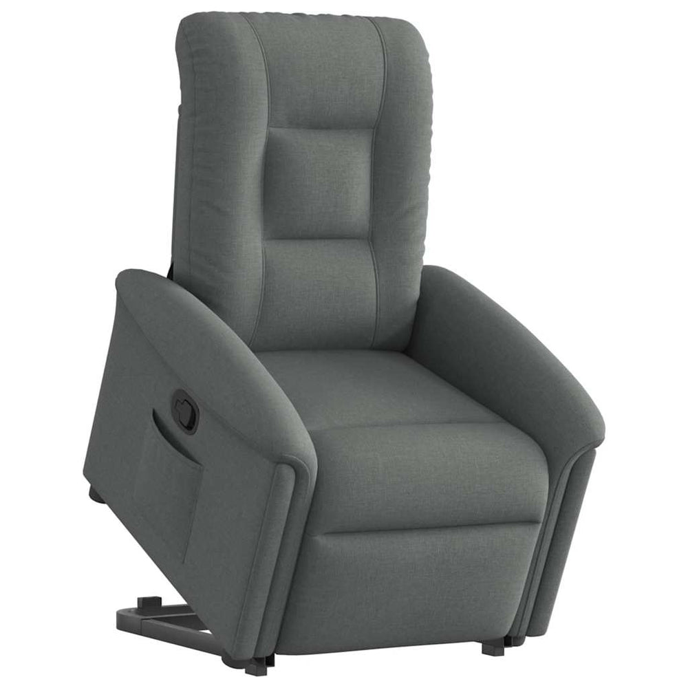 Reclining stand-up armchair, dark grey, fabric