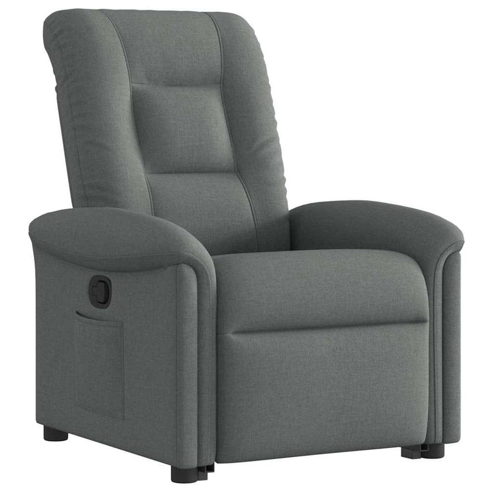 Reclining stand-up armchair, dark grey, fabric