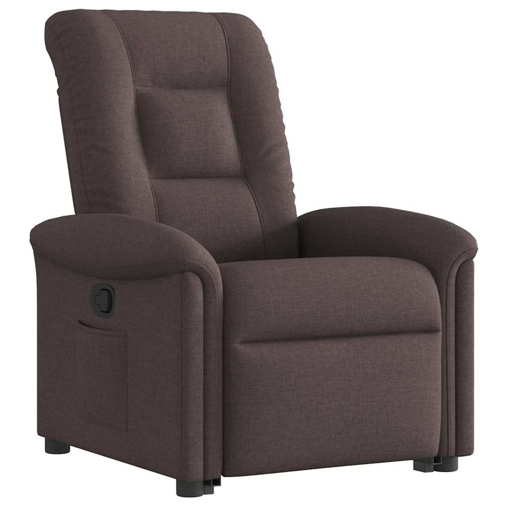 Recliner, dark brown, fabric