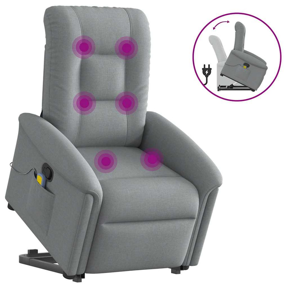 Reclining Massage Chair, Light Grey, Fabric