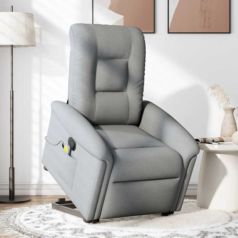 Reclining Massage Chair, Light Grey, Fabric