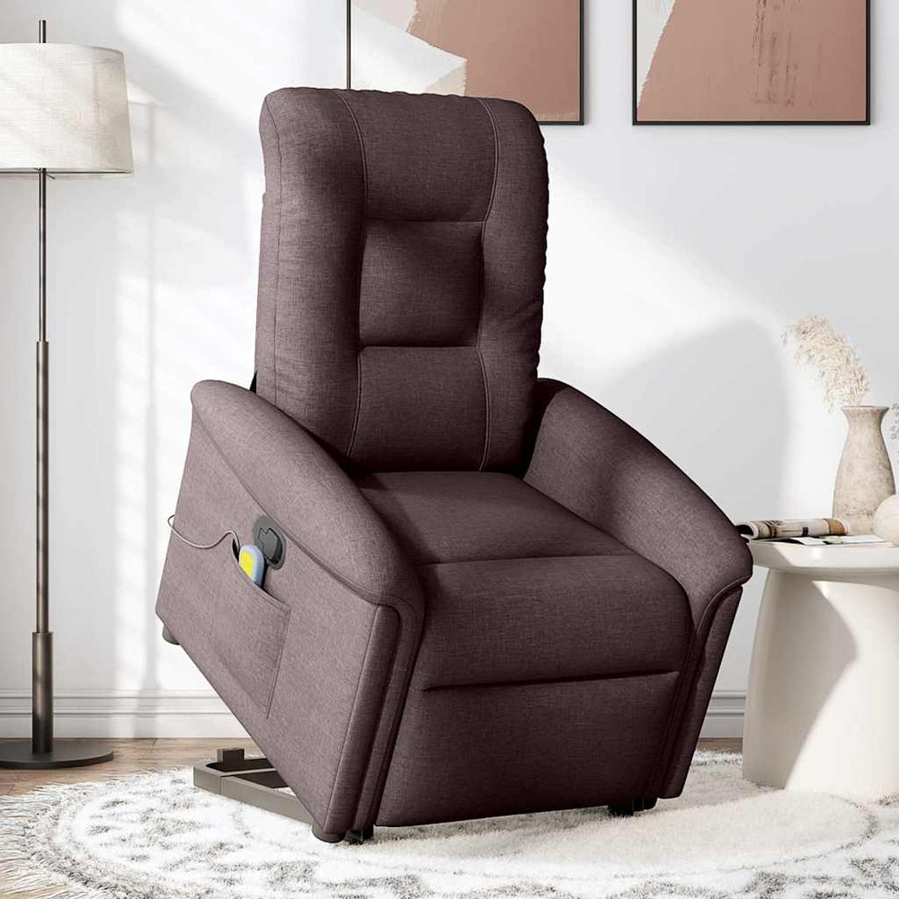 Atsistojantis masažinis krėslas, tamsiai rudas, audinys