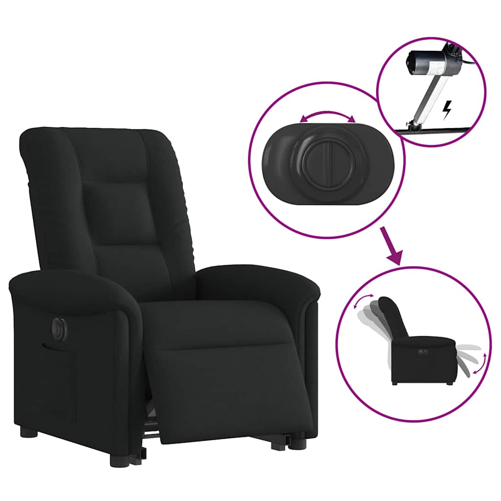 Electric Reclining Standing Chair, Black, Fabric