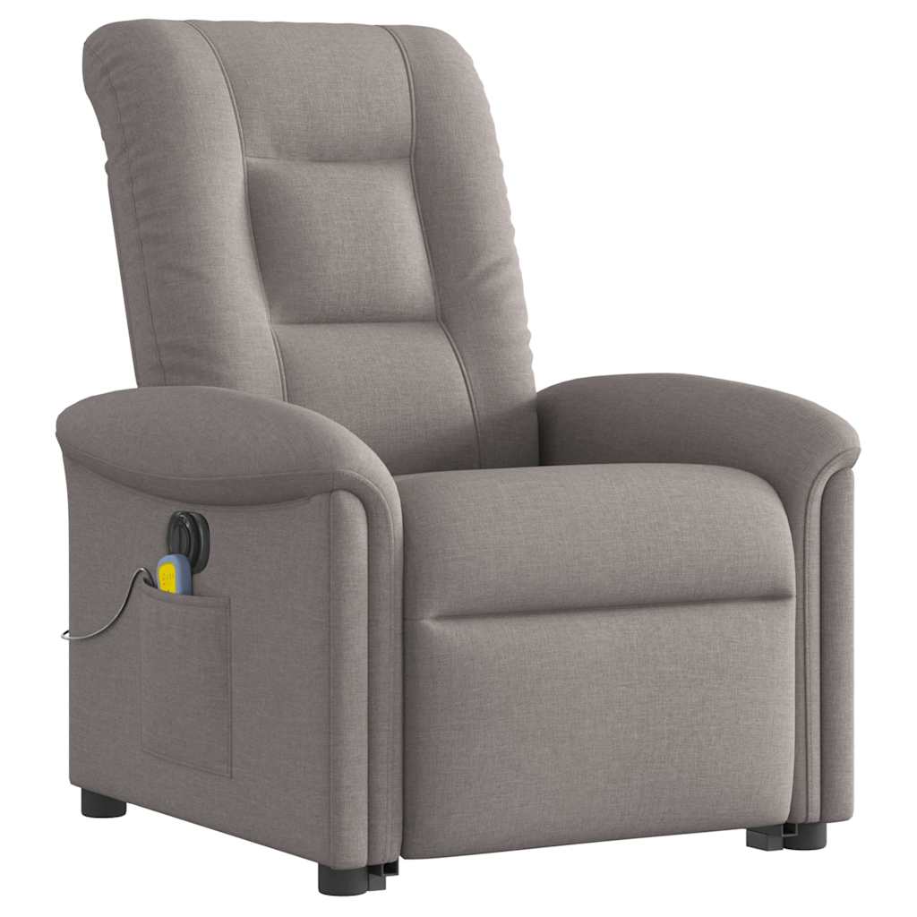 Electric stand-up massage chair, taupe, fabric