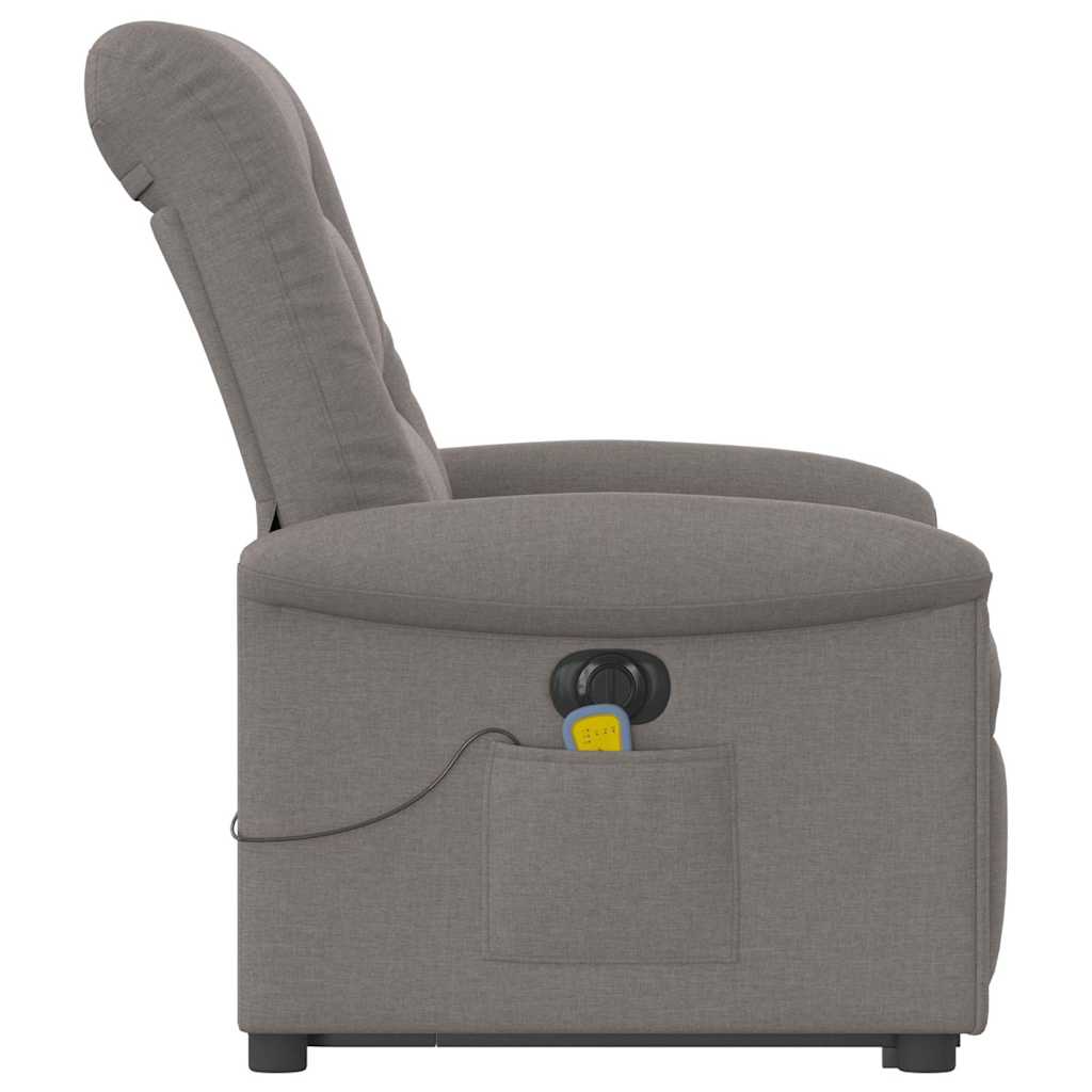 Electric stand-up massage chair, taupe, fabric