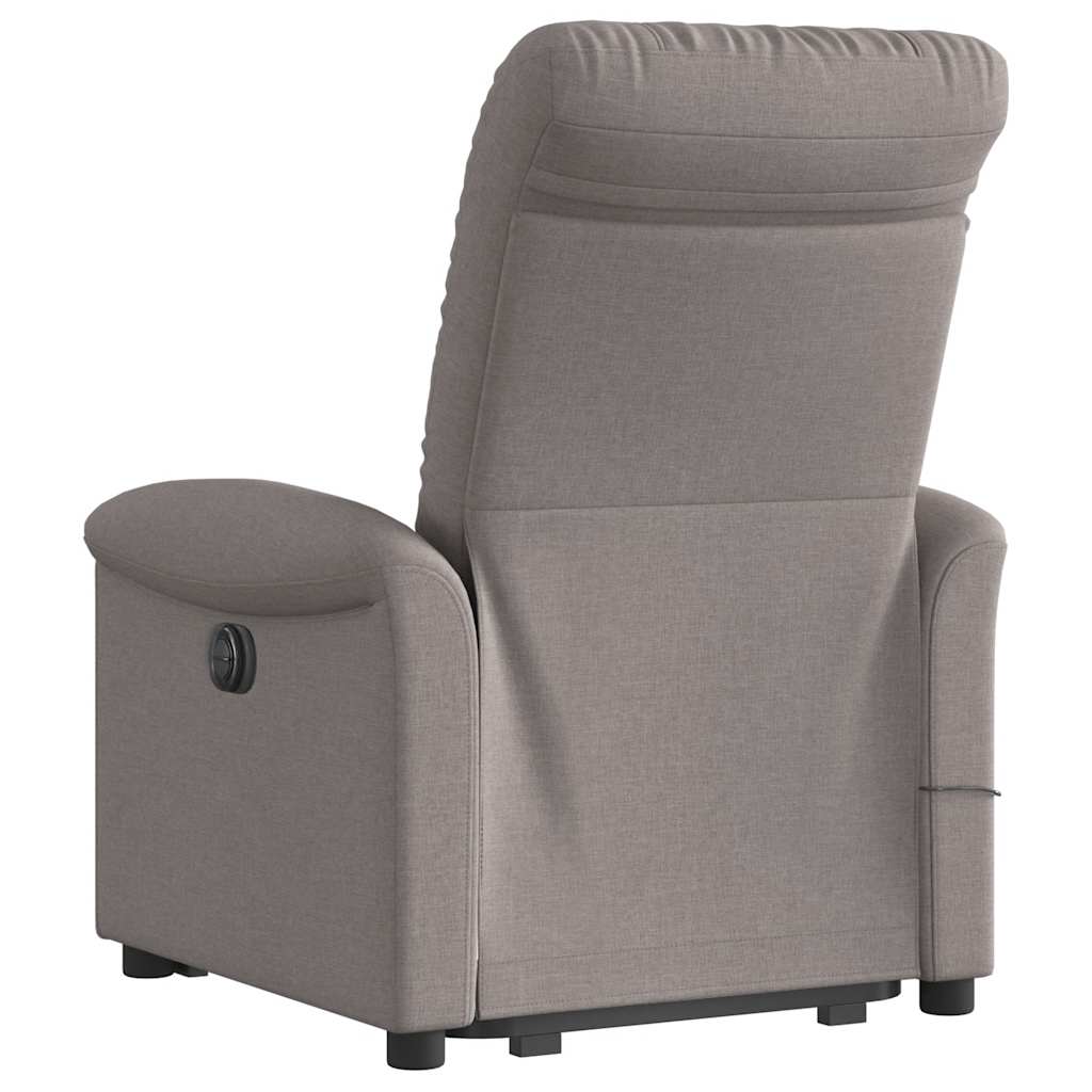 Electric stand-up massage chair, taupe, fabric
