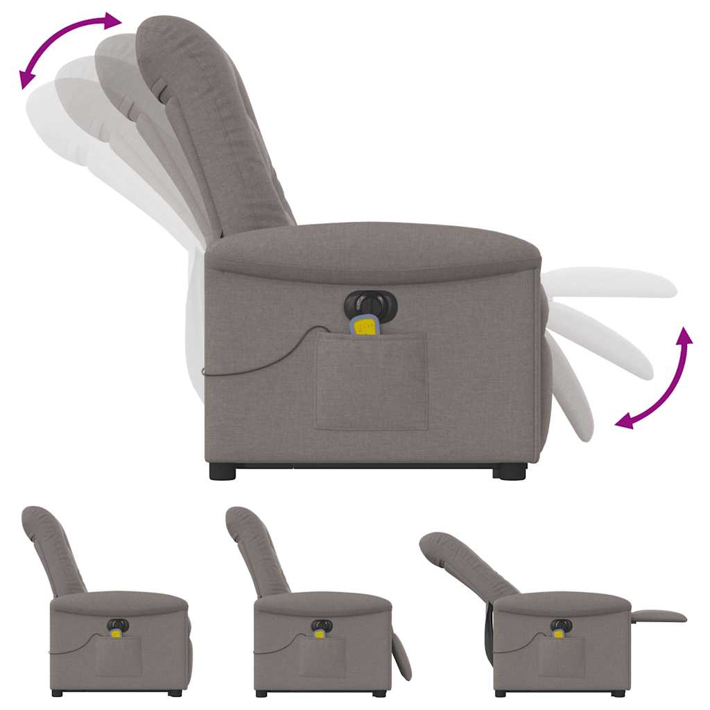Electric stand-up massage chair, taupe, fabric