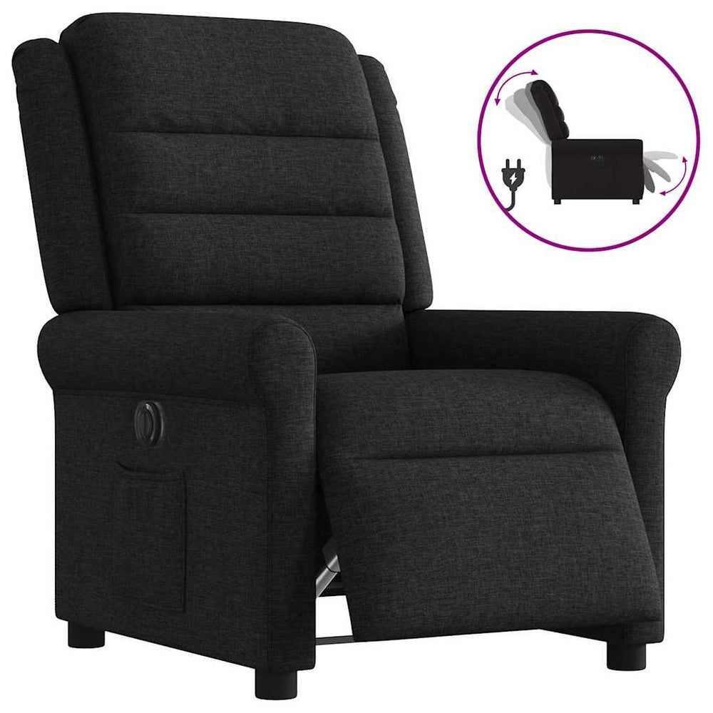 Electric recliner, black, fabric