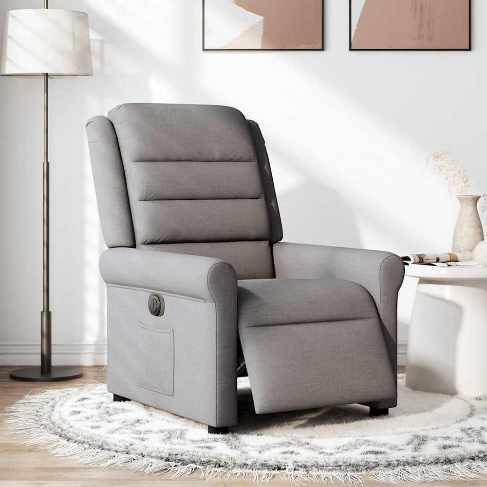 Electric recliner, taupe, fabric
