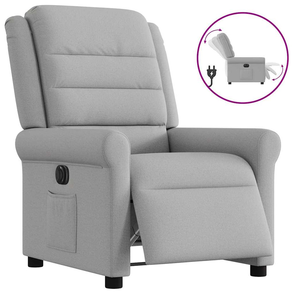 Electric reclining armchair, gray, fabric