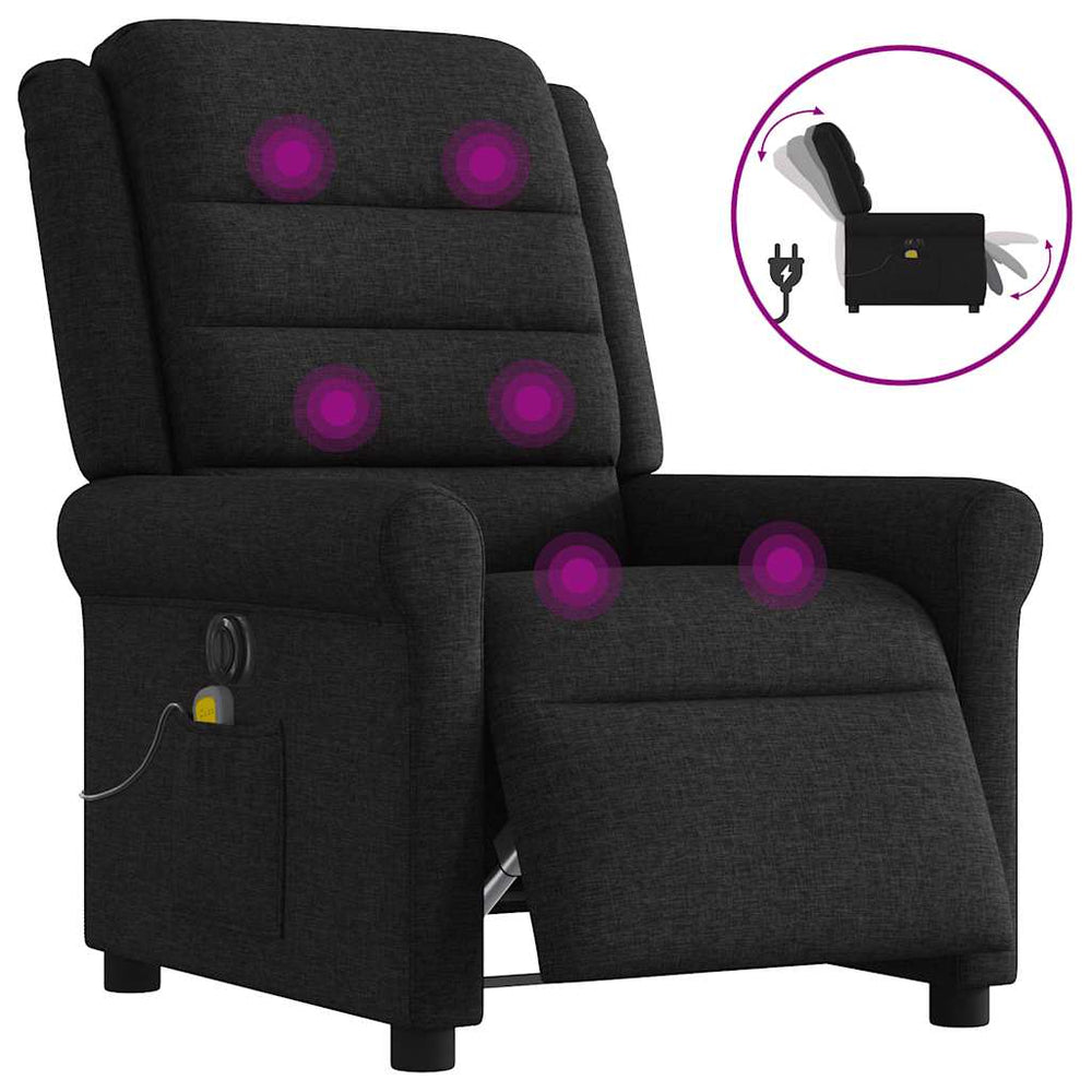 Electric Reclining Massage Chair, Black, Fabric