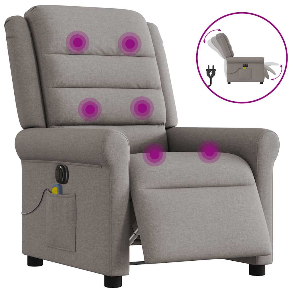 Elektrisks atgāžams masāžas krēsls, taupe krāsā, audums