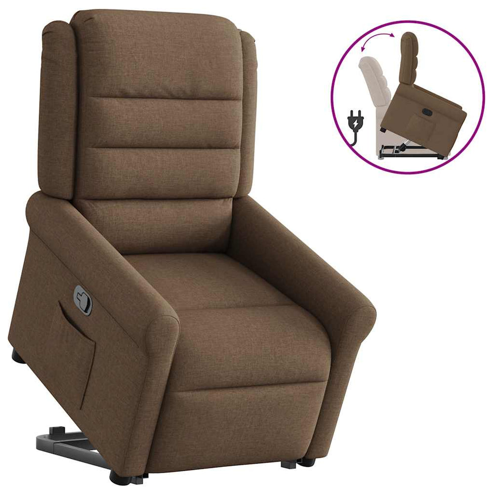 Reclining lift chair, brown, fabric