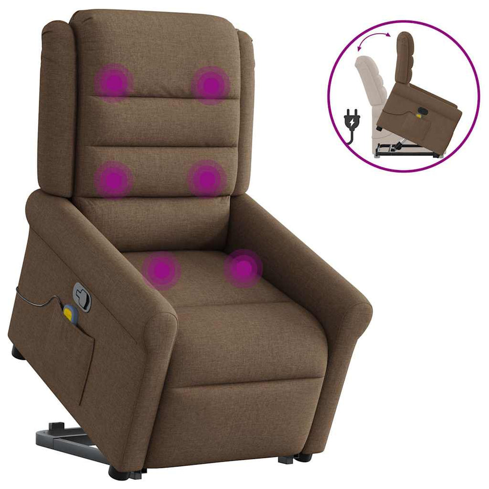 Lift Recliner Massage Chair, brown, fabric