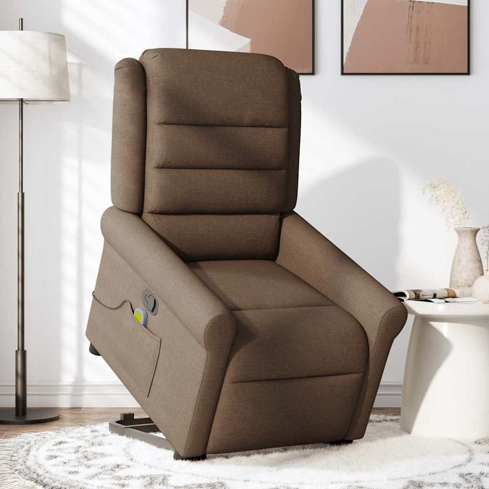 Lift Recliner Massage Chair, brown, fabric