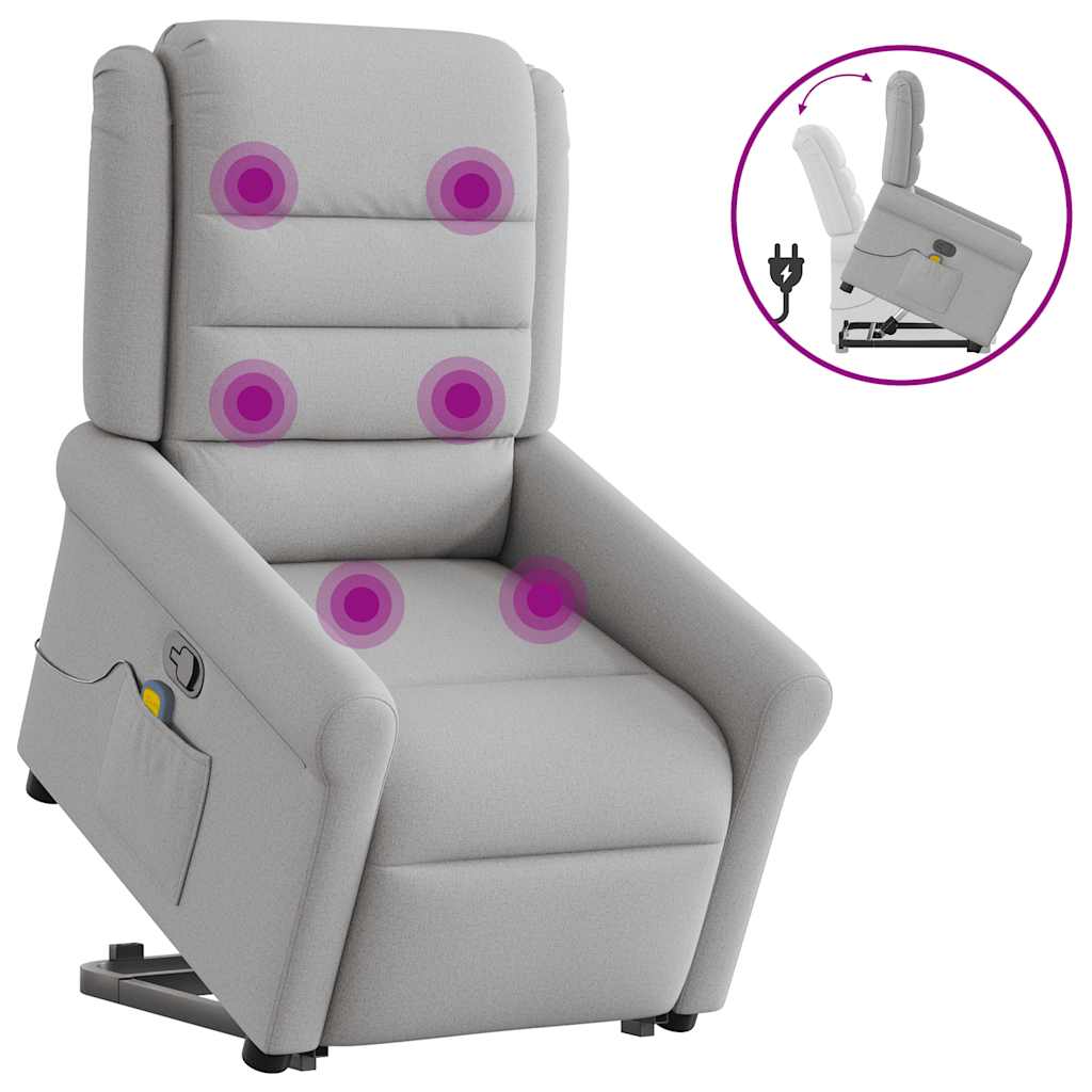 Reclining massage chair, grey, fabric