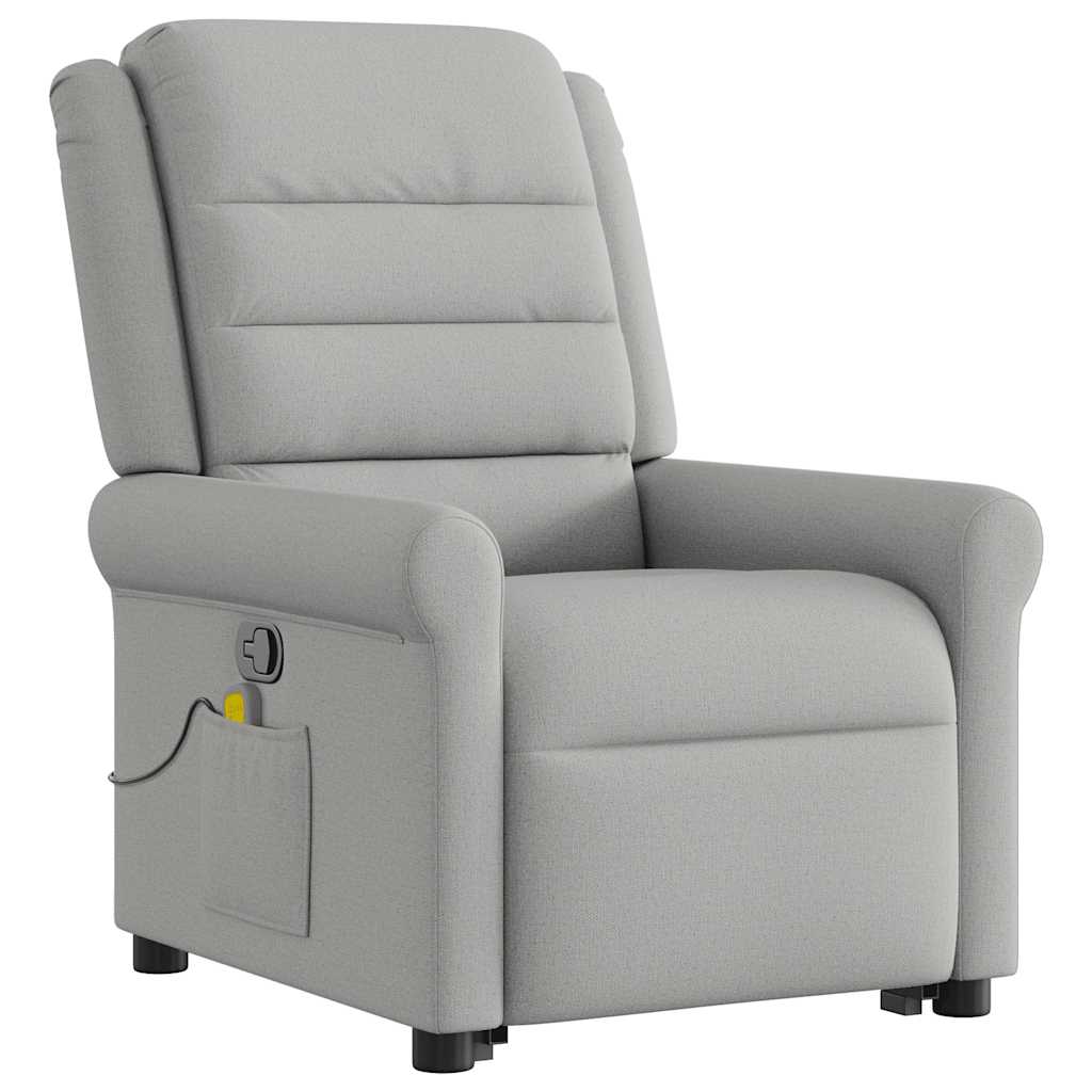 Reclining massage chair, grey, fabric