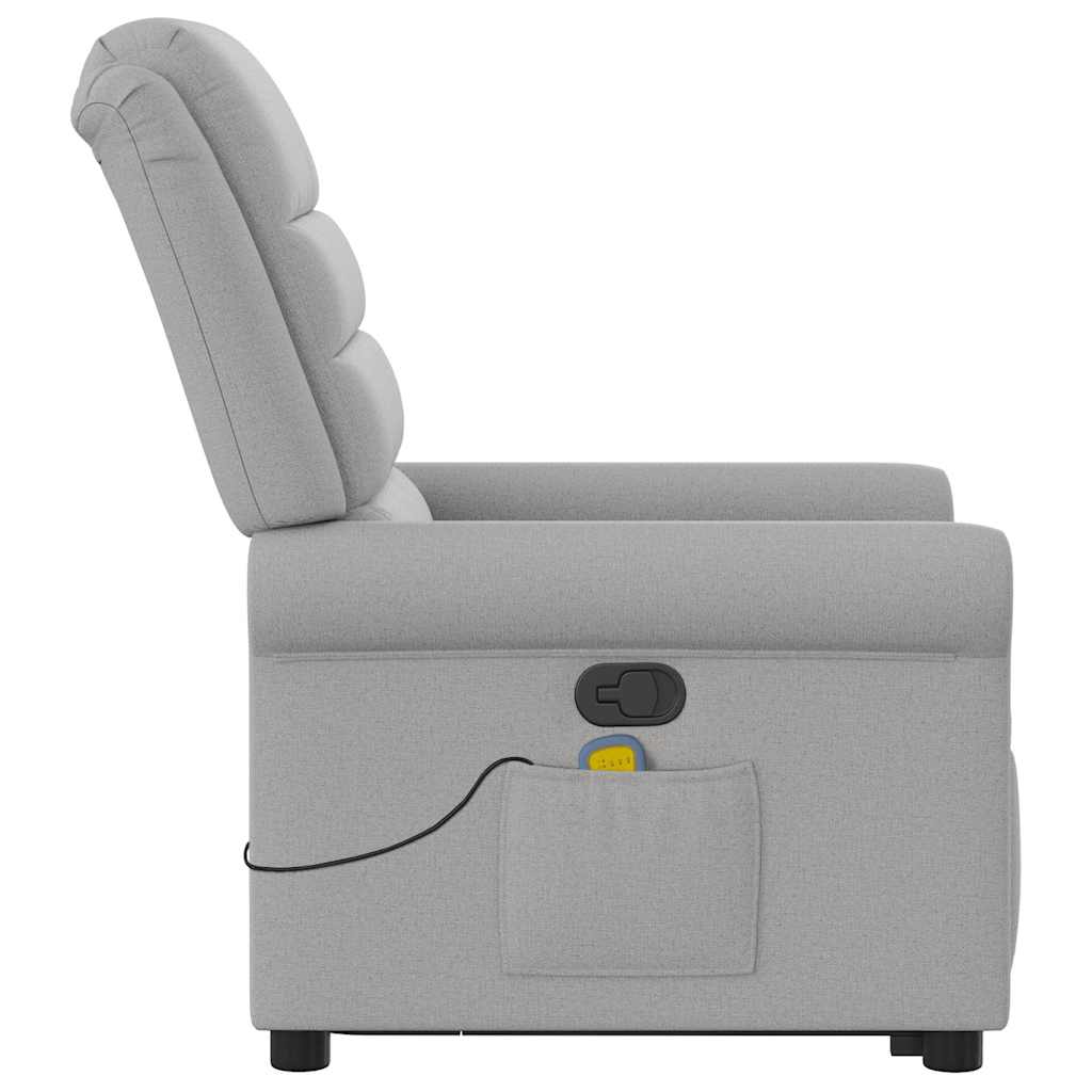 Reclining massage chair, grey, fabric