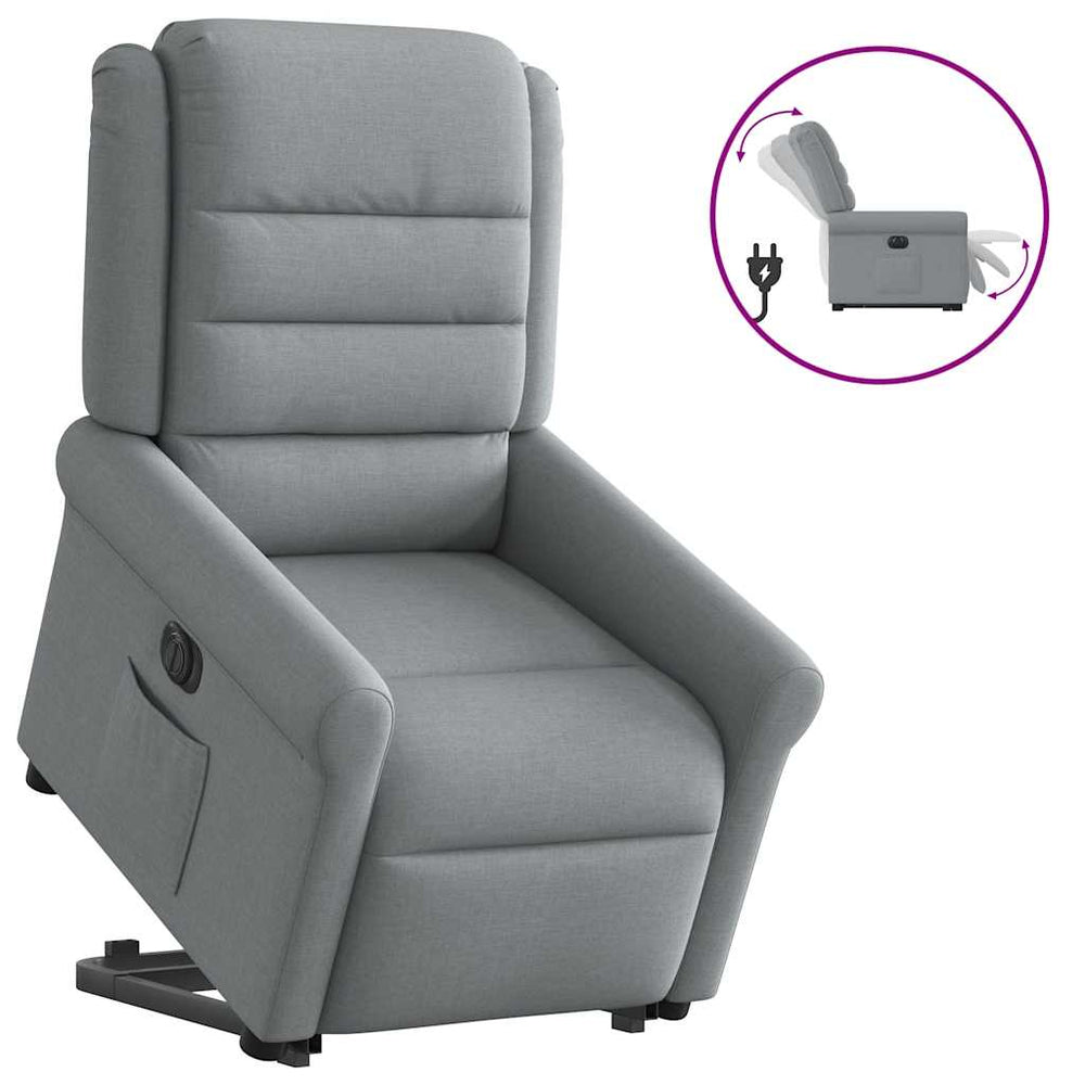 Stand-up recliner, light gray, fabric