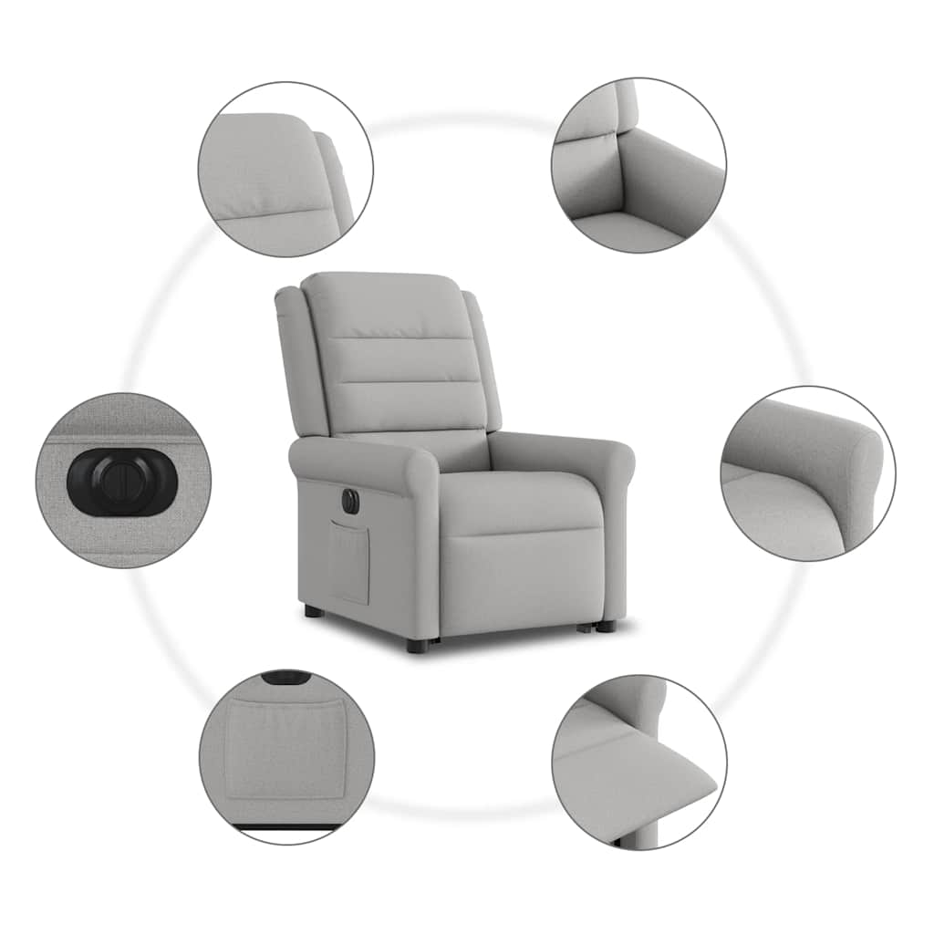 Standing reclining armchair, grey, fabric