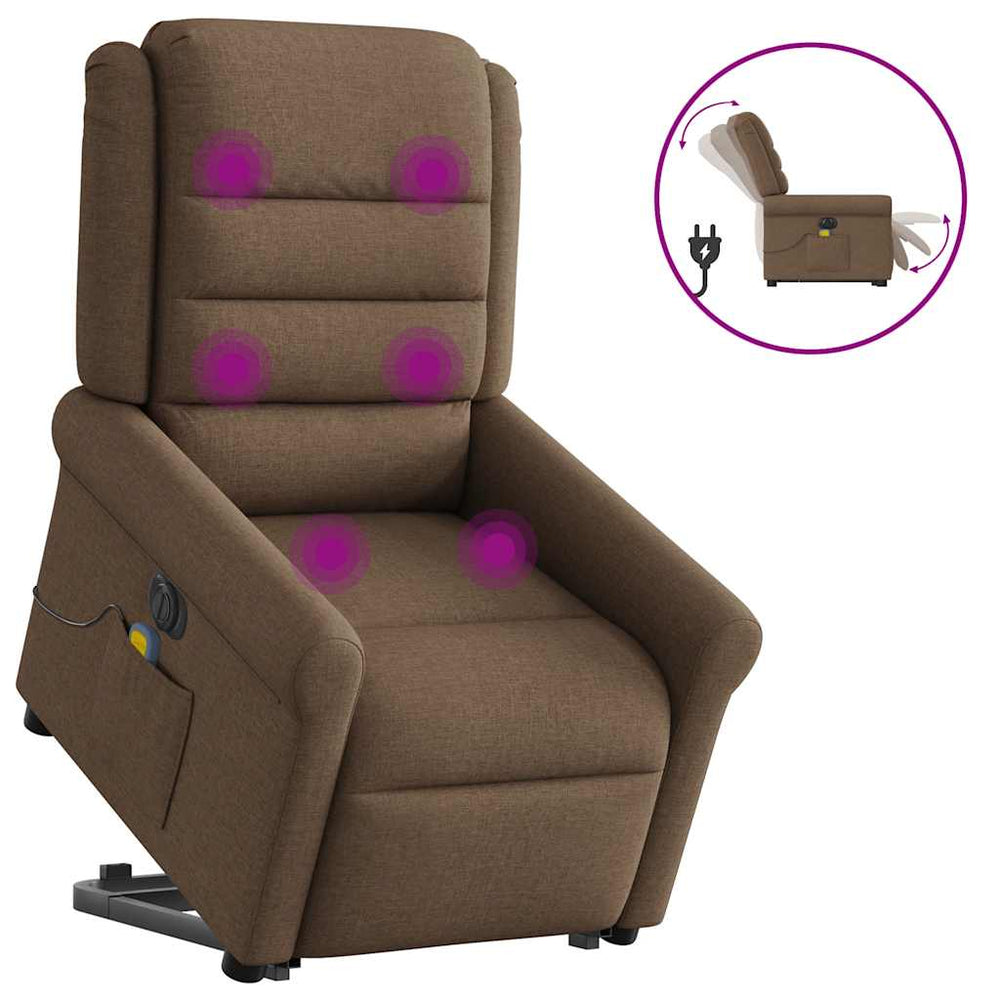 Electric standing massage chair, brown, fabric