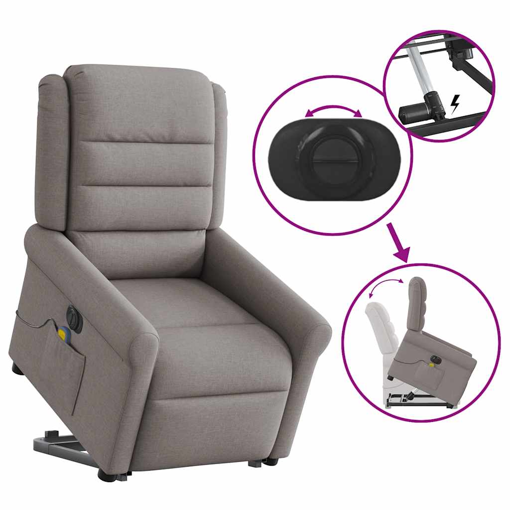 Atsistojantis elektrinis masažinis krėslas, taupe, audinys