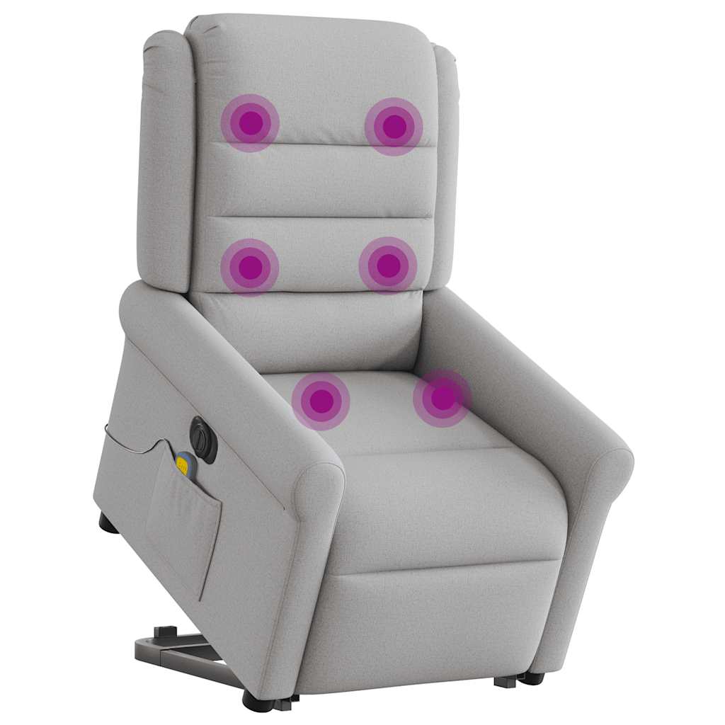 Reclining massage chair, grey, fabric