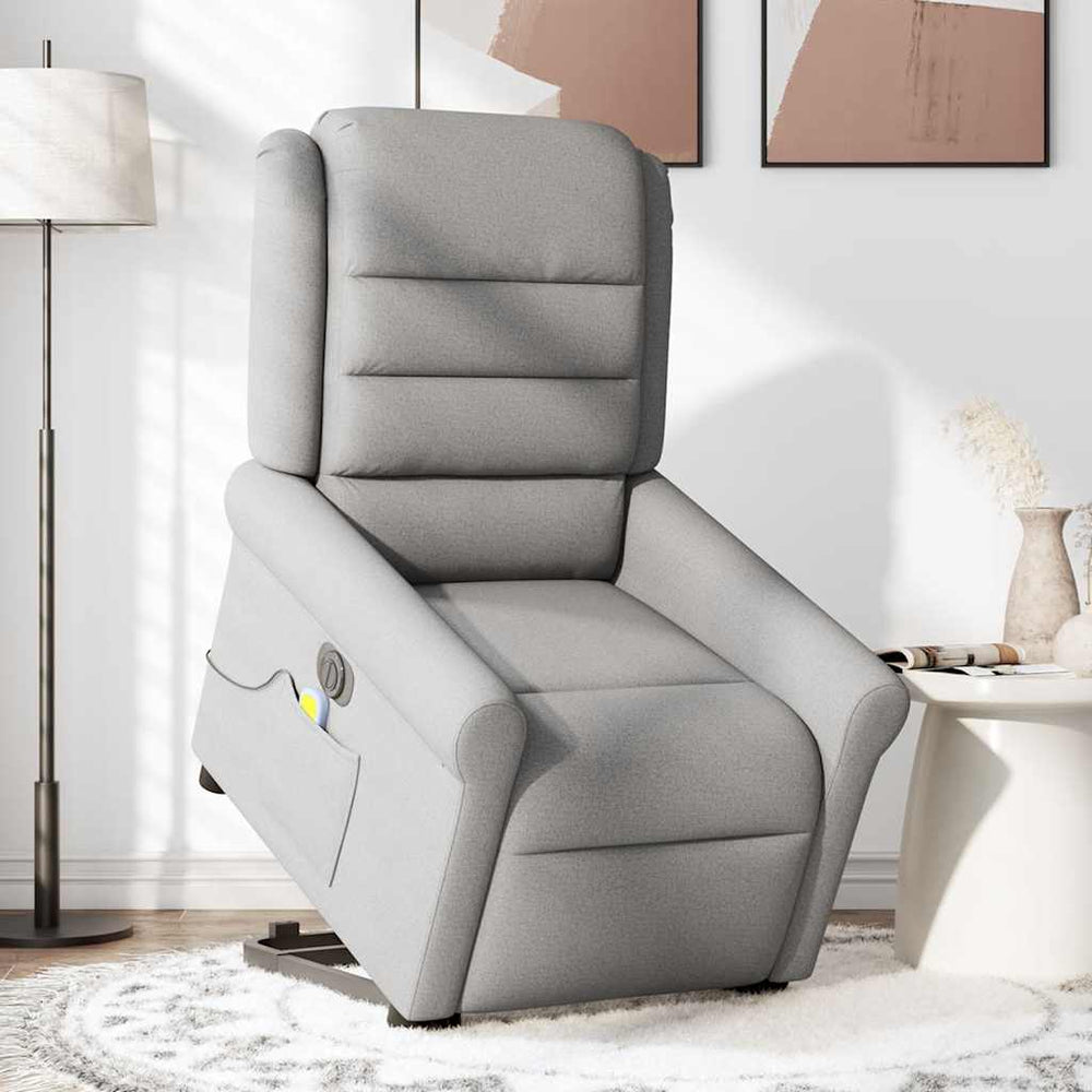 Reclining massage chair, grey, fabric