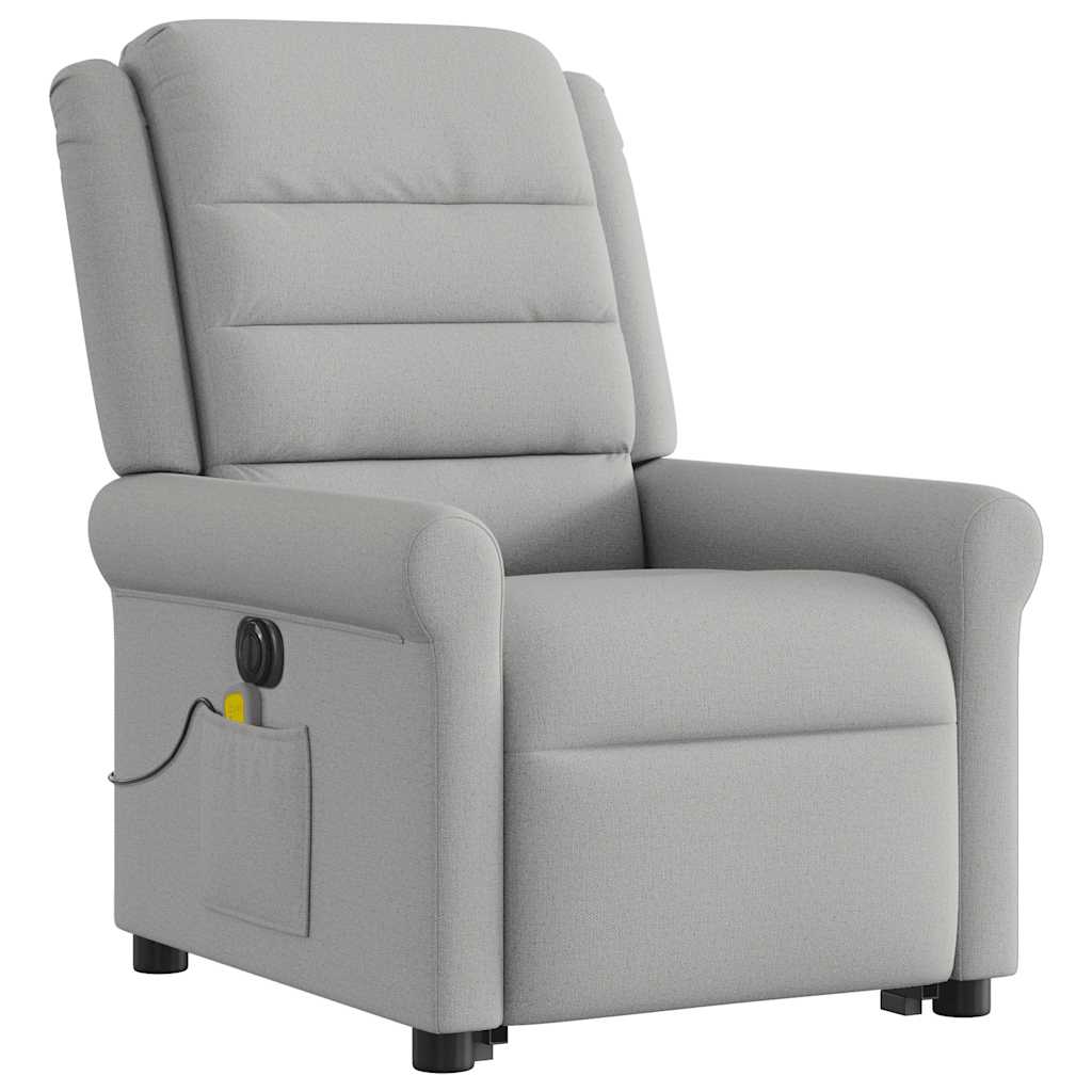 Reclining massage chair, grey, fabric