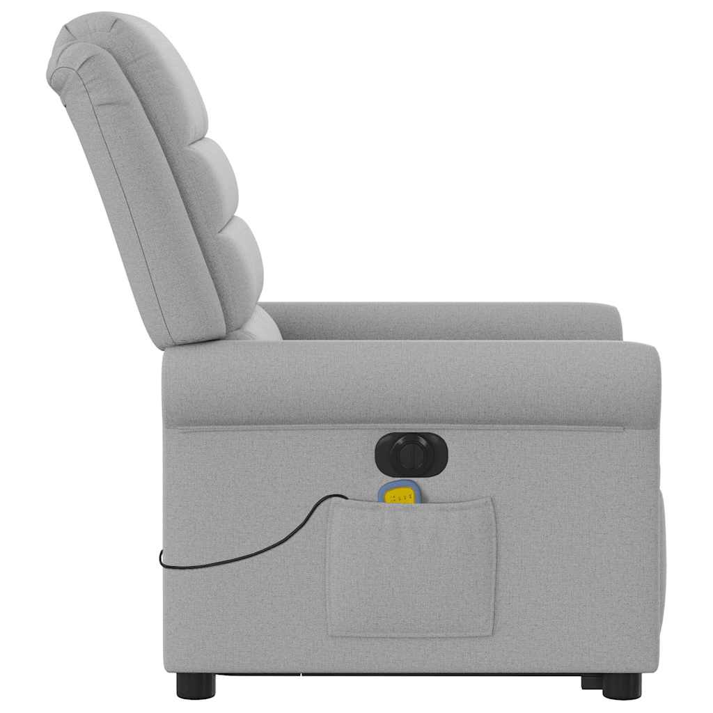 Reclining massage chair, grey, fabric