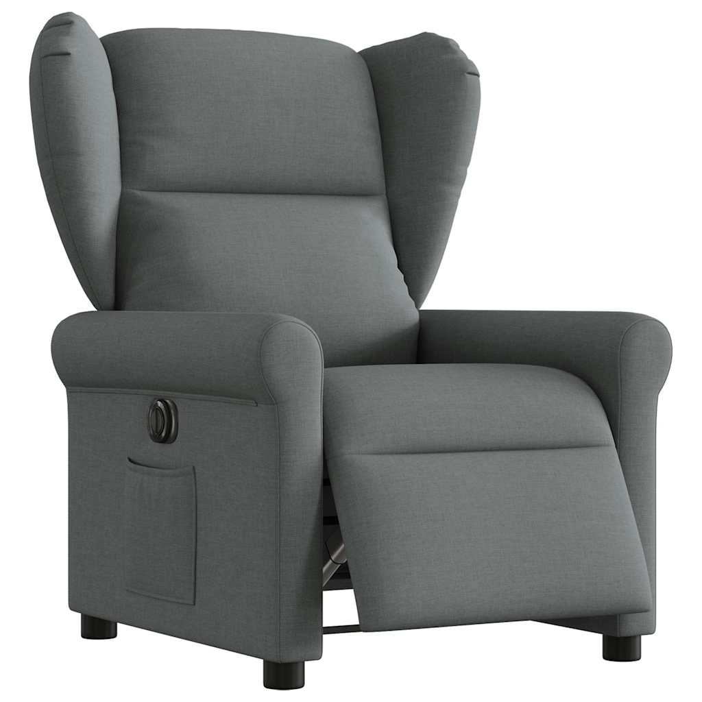 Electric recliner, dark grey, fabric