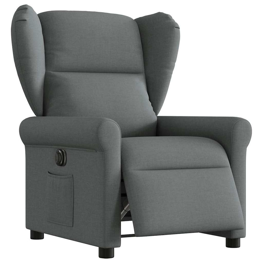 Electric recliner, dark grey, fabric