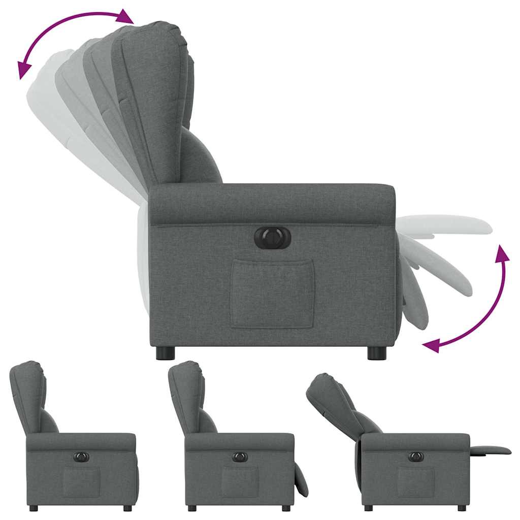 Electric recliner, dark grey, fabric
