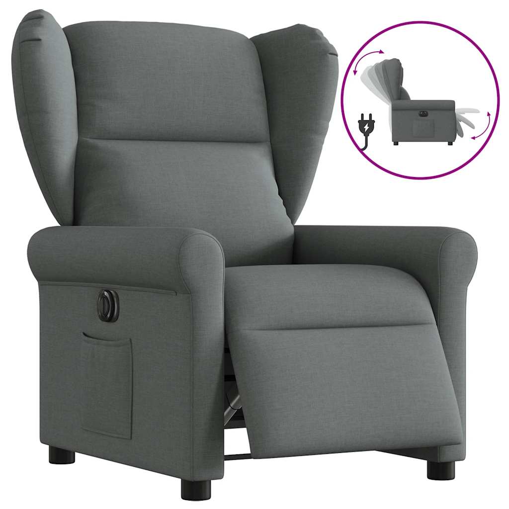 Electric recliner, dark grey, fabric