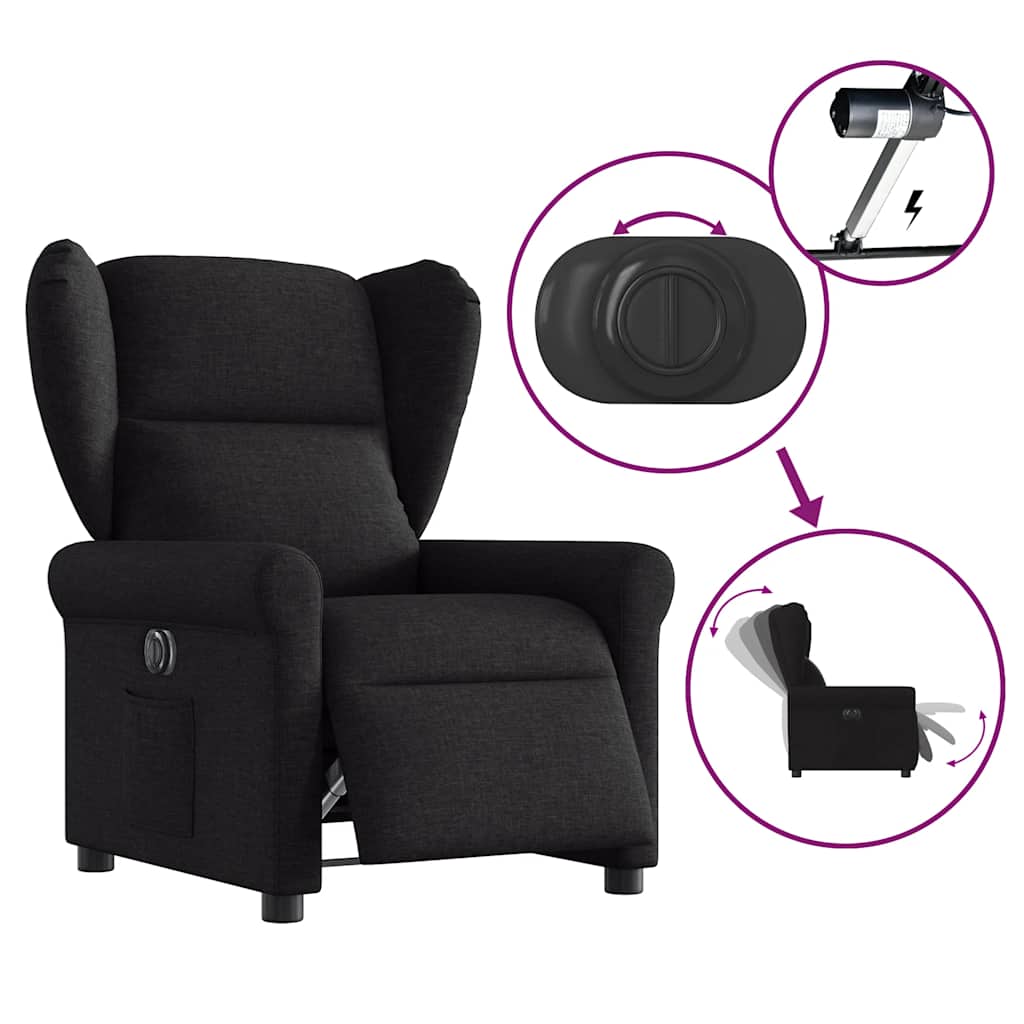 Electric recliner, black, fabric