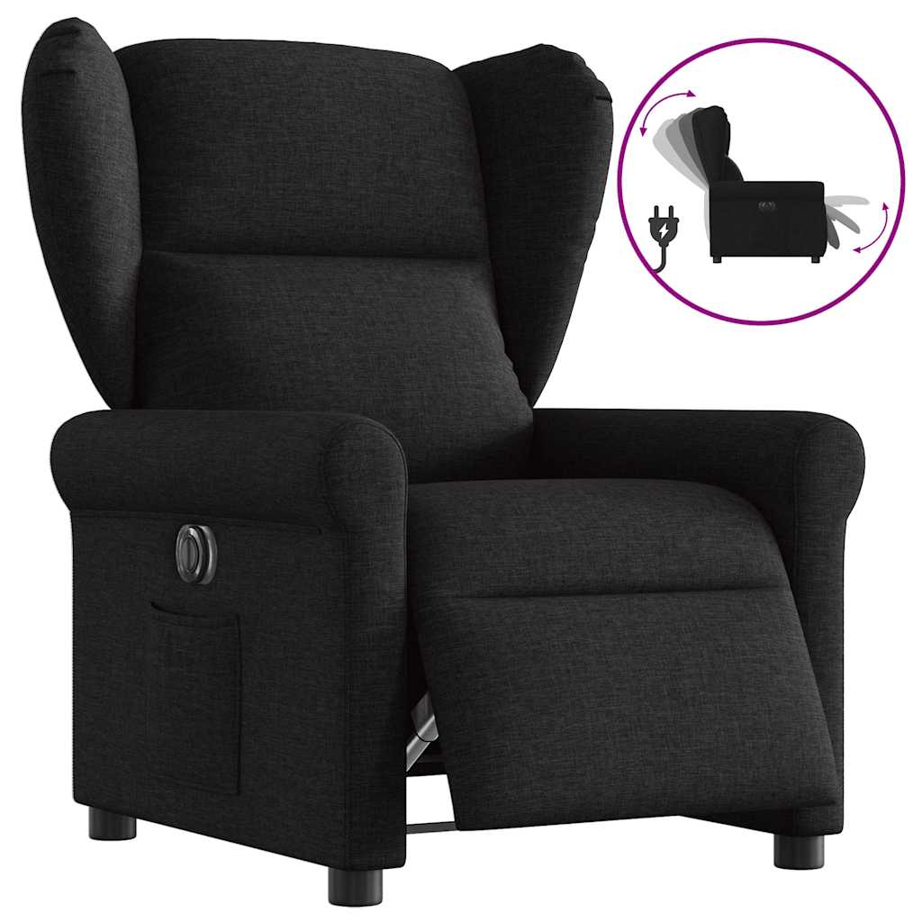 Electric recliner, black, fabric