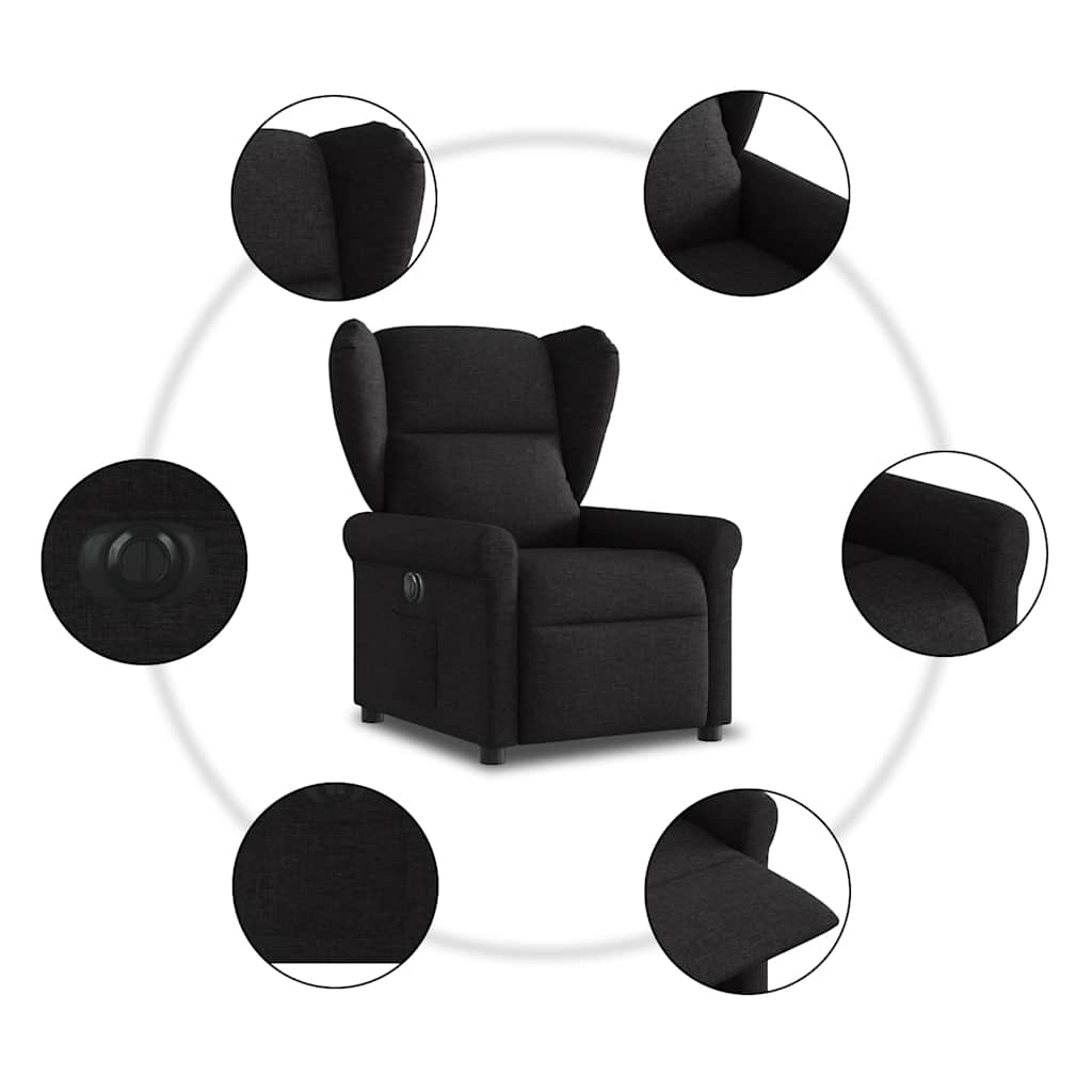 Electric recliner, black, fabric