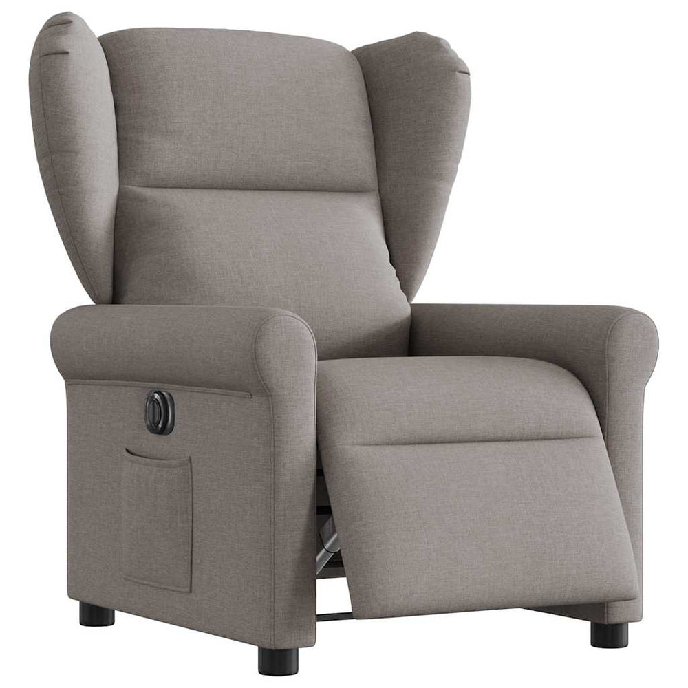 Electric recliner, taupe, fabric