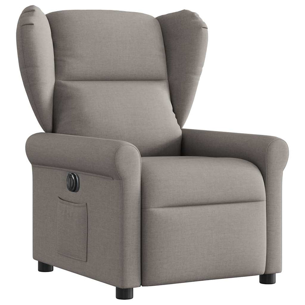 Electric recliner, taupe, fabric