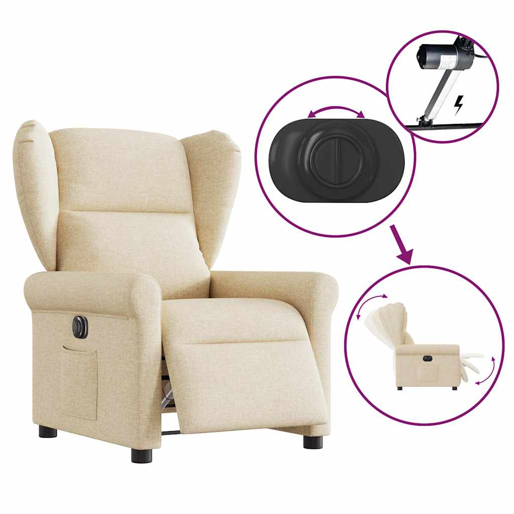 Elektrisks atgāžams krēsls, krēmkrāsas, audums