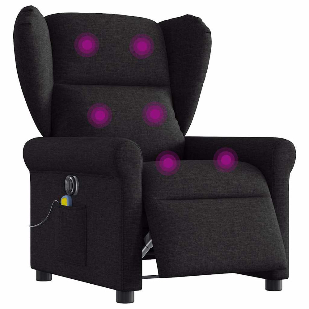 Electric Reclining Massage Chair, Black, Fabric