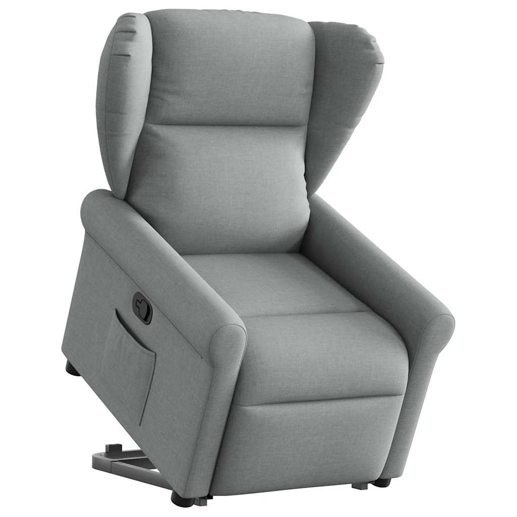 Stand-up recliner, light gray, fabric