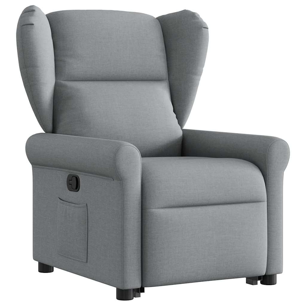 Stand-up recliner, light gray, fabric