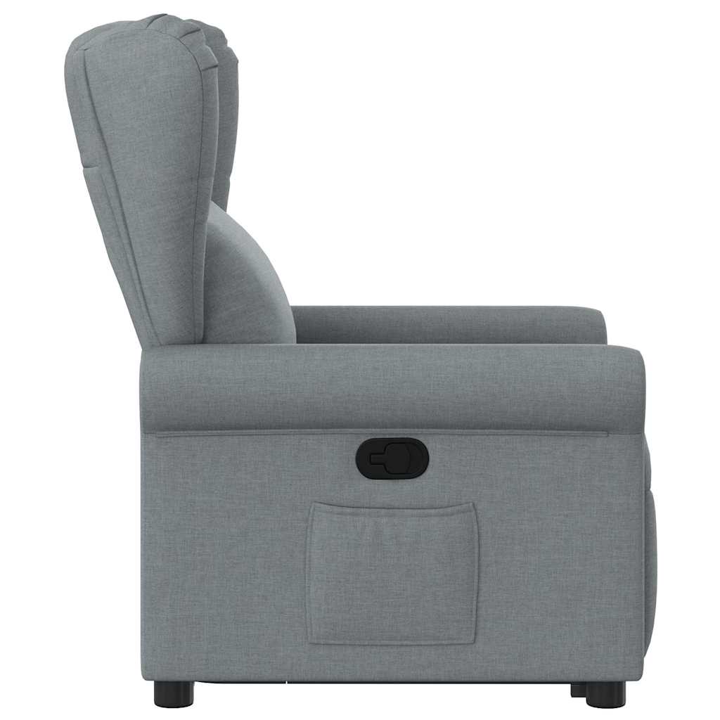 Stand-up recliner, light gray, fabric