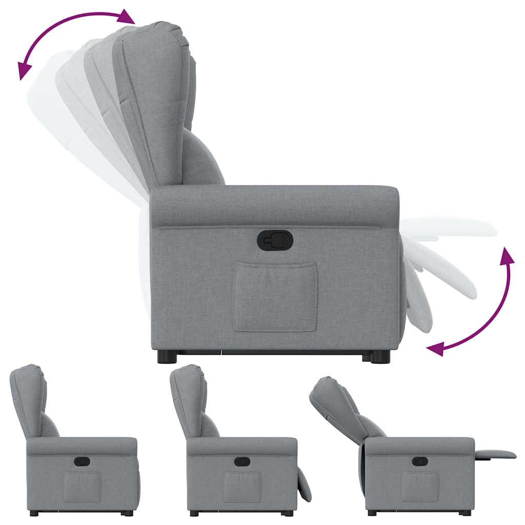 Stand-up recliner, light gray, fabric