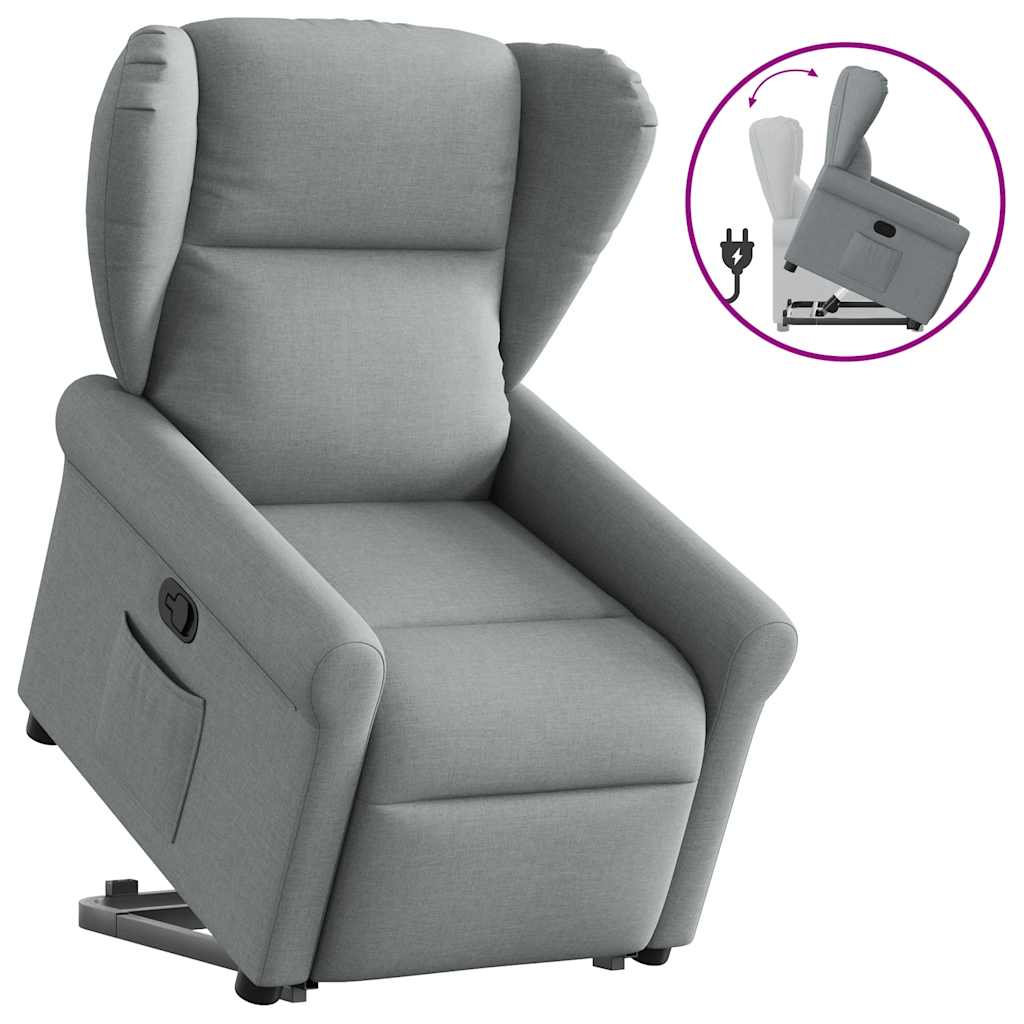 Stand-up recliner, light gray, fabric