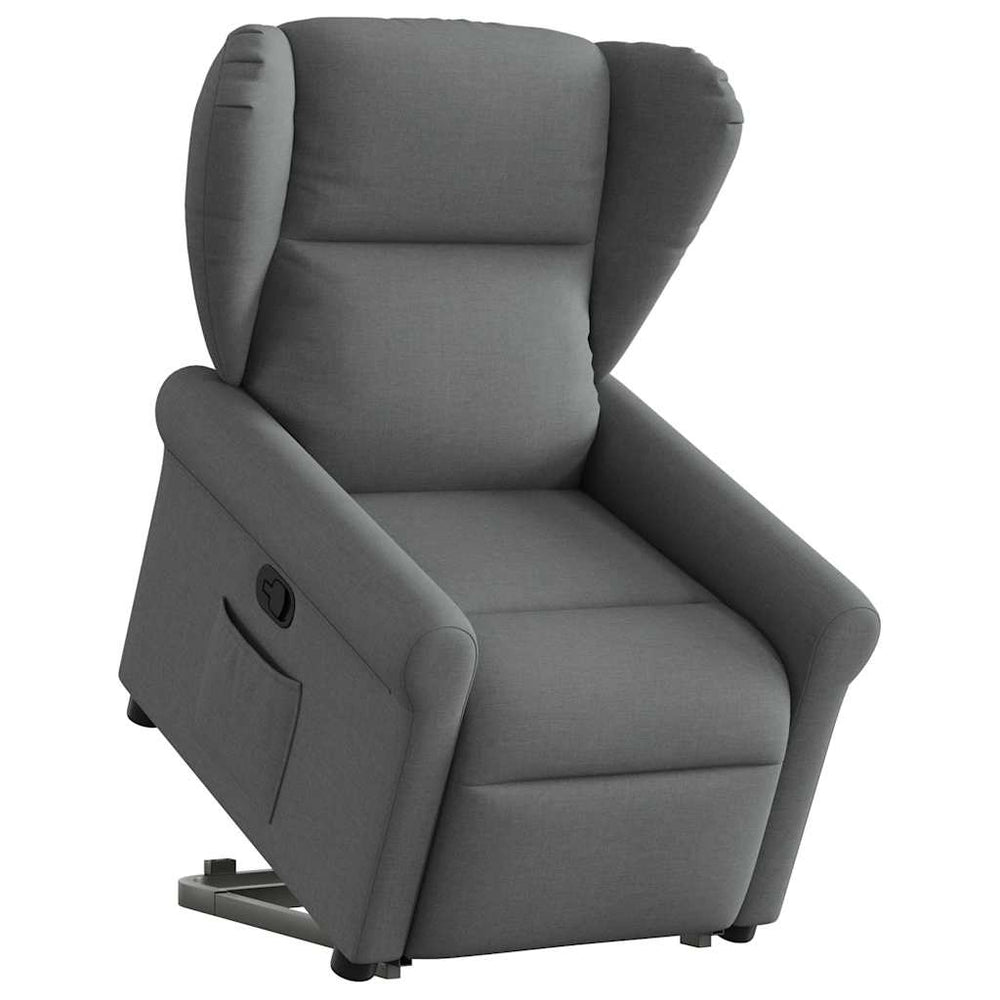 Reclining stand-up armchair, dark grey, fabric